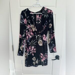 Floral Black and Pink Women's Dress, size 6